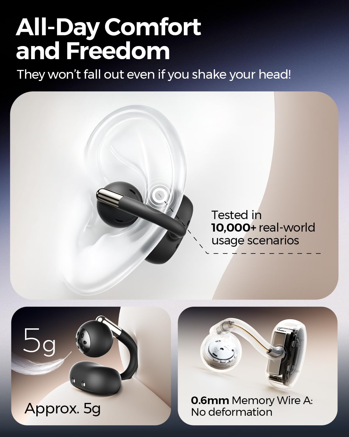SoundPEATS Clip1 AutoSense detects wear for seamless playback