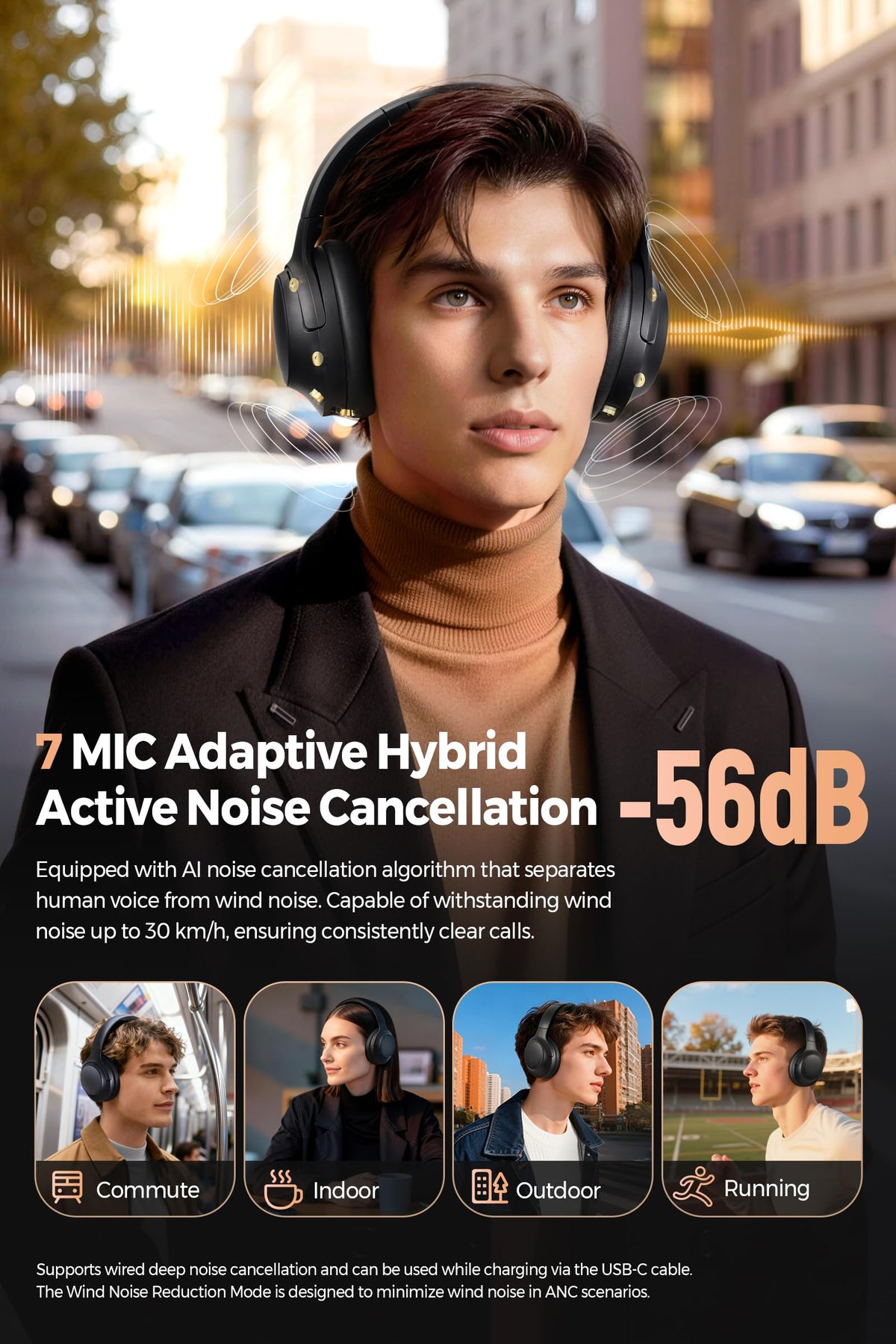 SoundPEATS Cove Pro ANC 56dB reduces ambient noise for focused listening.