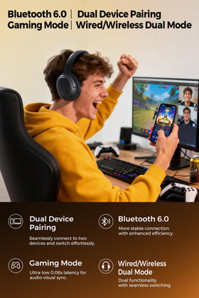 SoundPEATS Cove Pro Bluetooth 6.0 with 60 ms Game Mode latency.