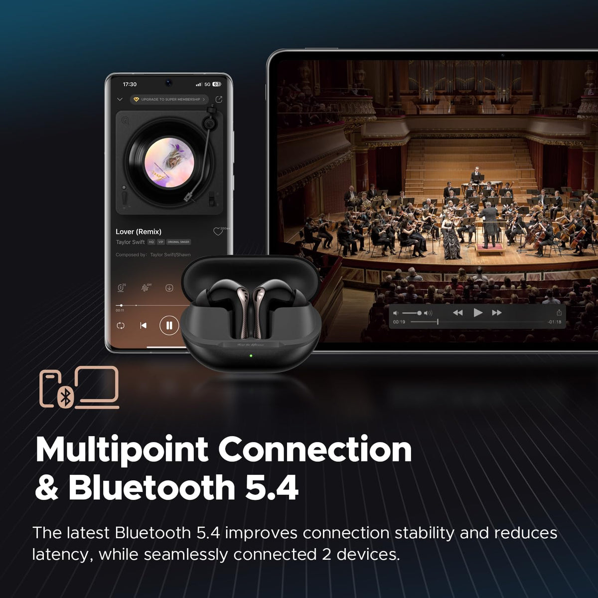 SoundPEATS Hi-Res IPX5 waterproof icon, reliable in workouts.