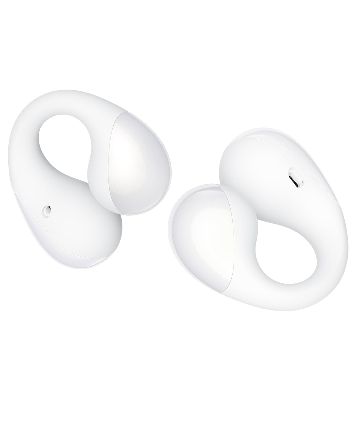 SoundPEATS front view of PearlClip Pro in white showing compact design and professional look