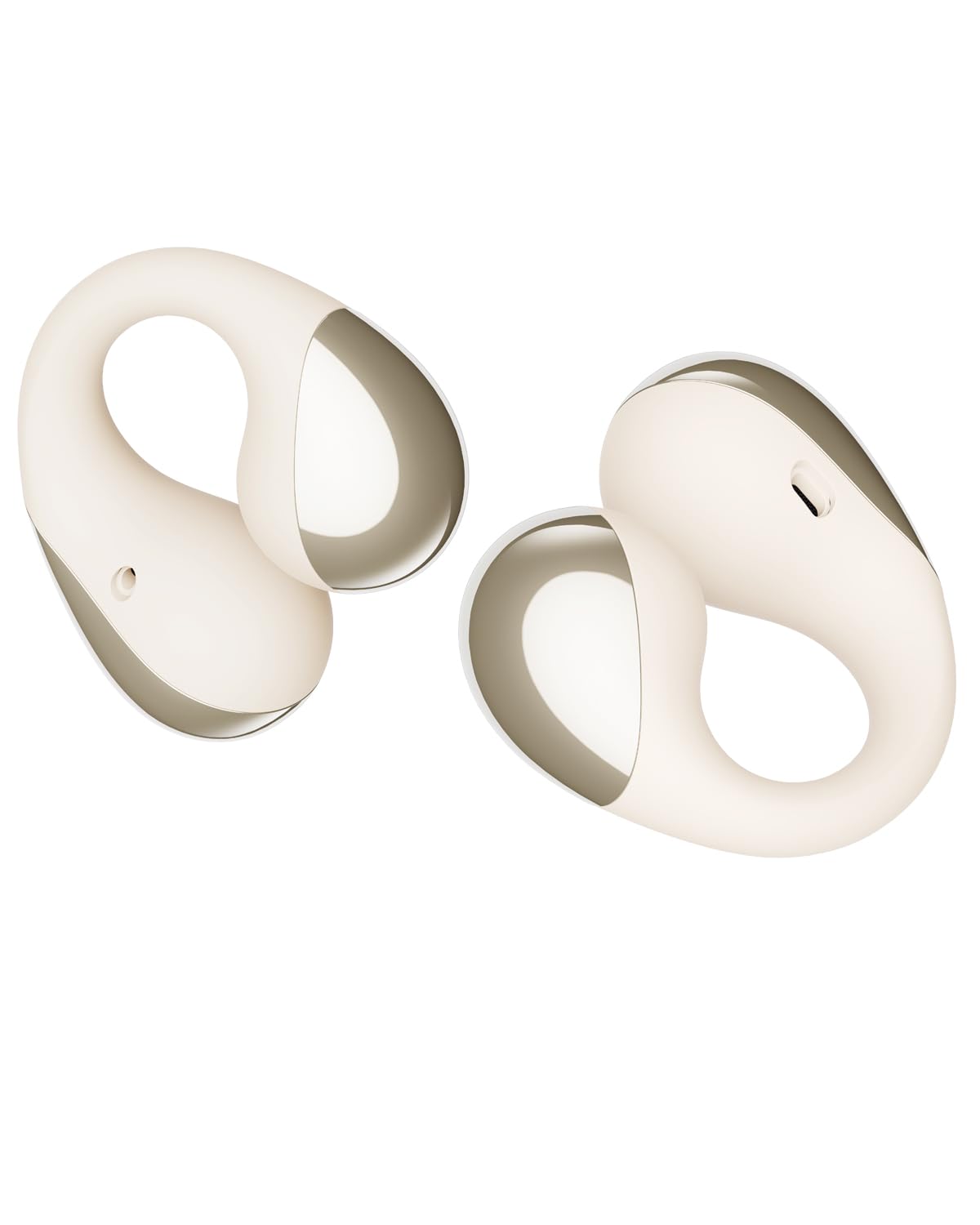 SoundPEATS front view showing compact beige earbuds and clean design benefit easy handling