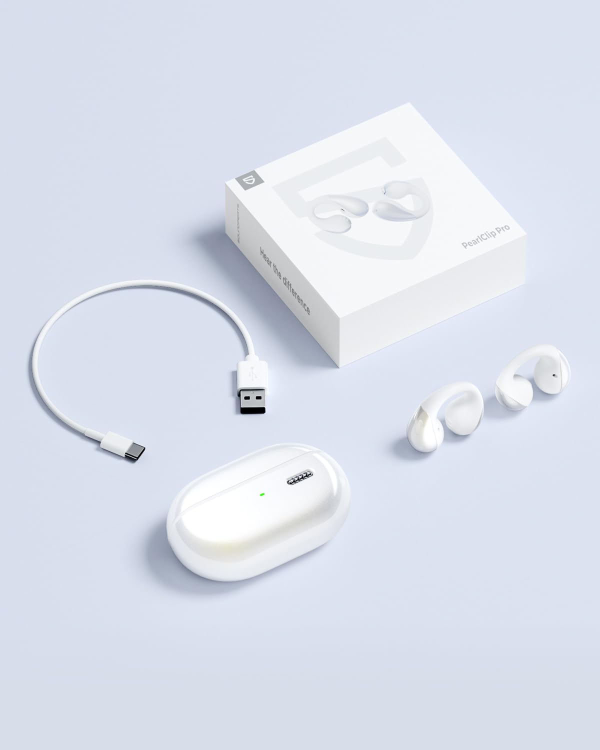 SoundPEATS packaging flat-lay with contents showing included accessories and presentation