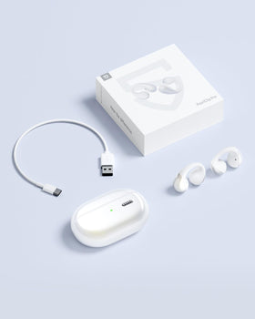 SoundPEATS packaging flat-lay with contents showing included accessories and presentation