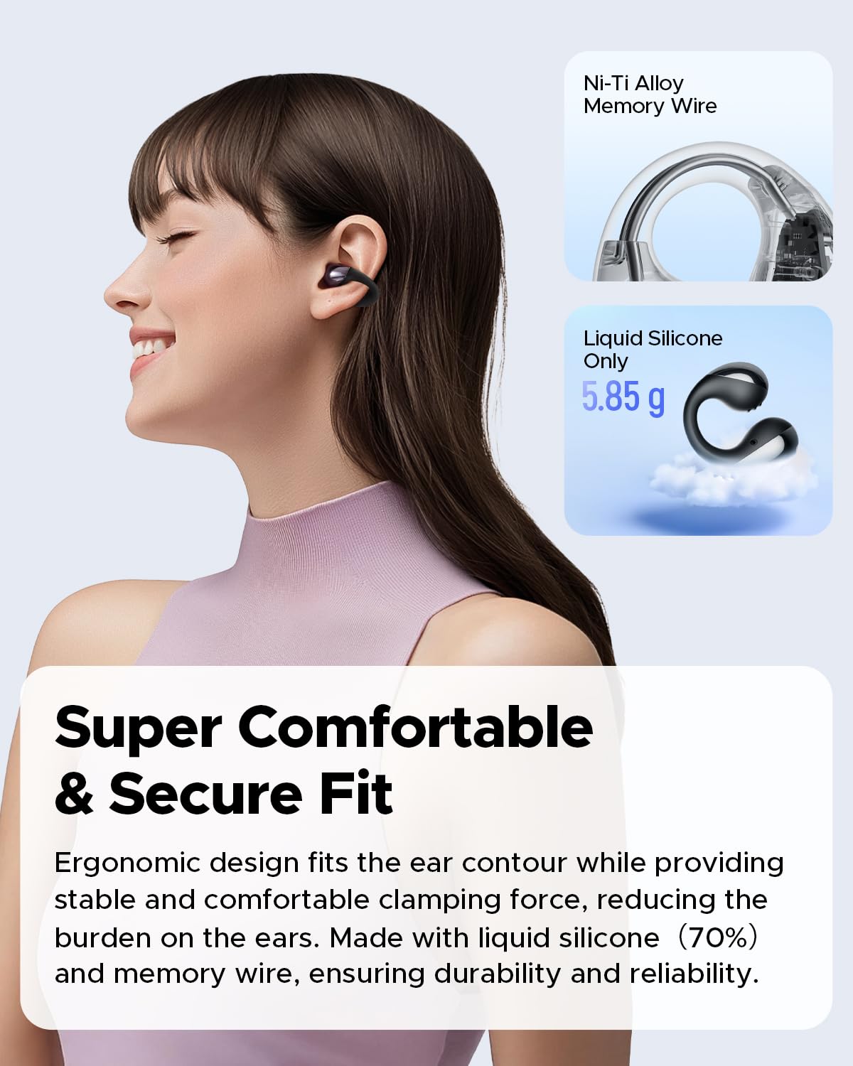 SoundPEATS earbuds beside a water bottle and smartwatch showing active use