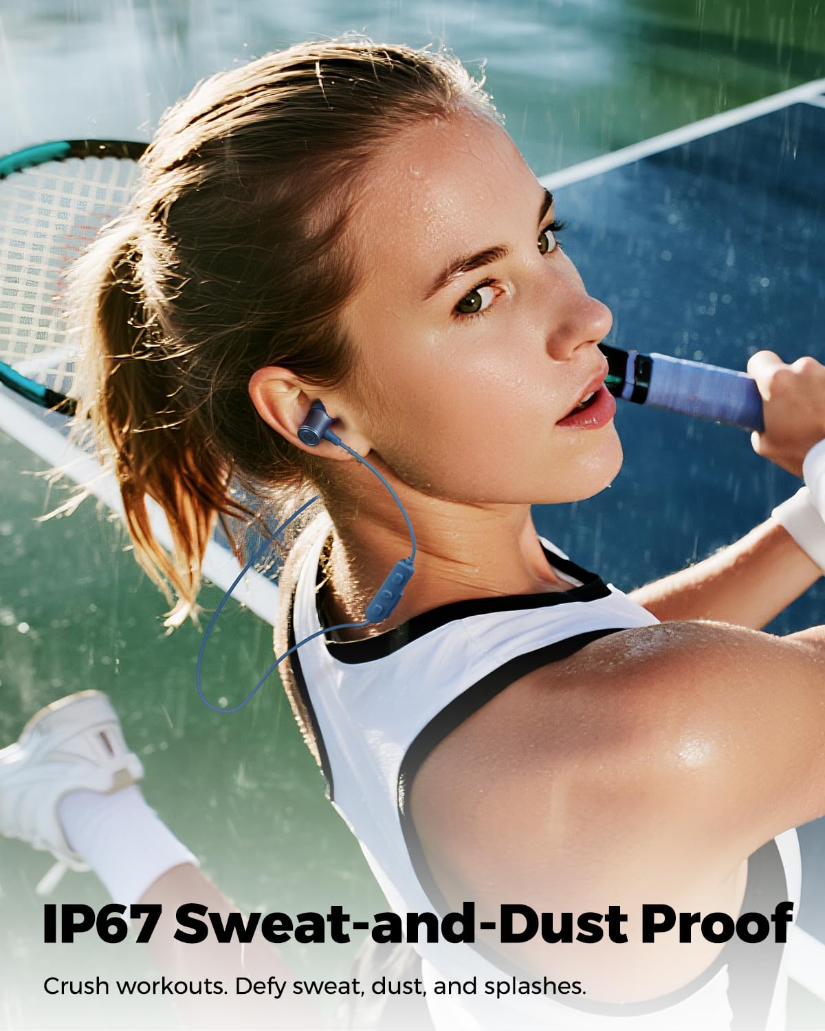 SoundPEATS in-ear fit with ear wing showing stable fit for running and exercise