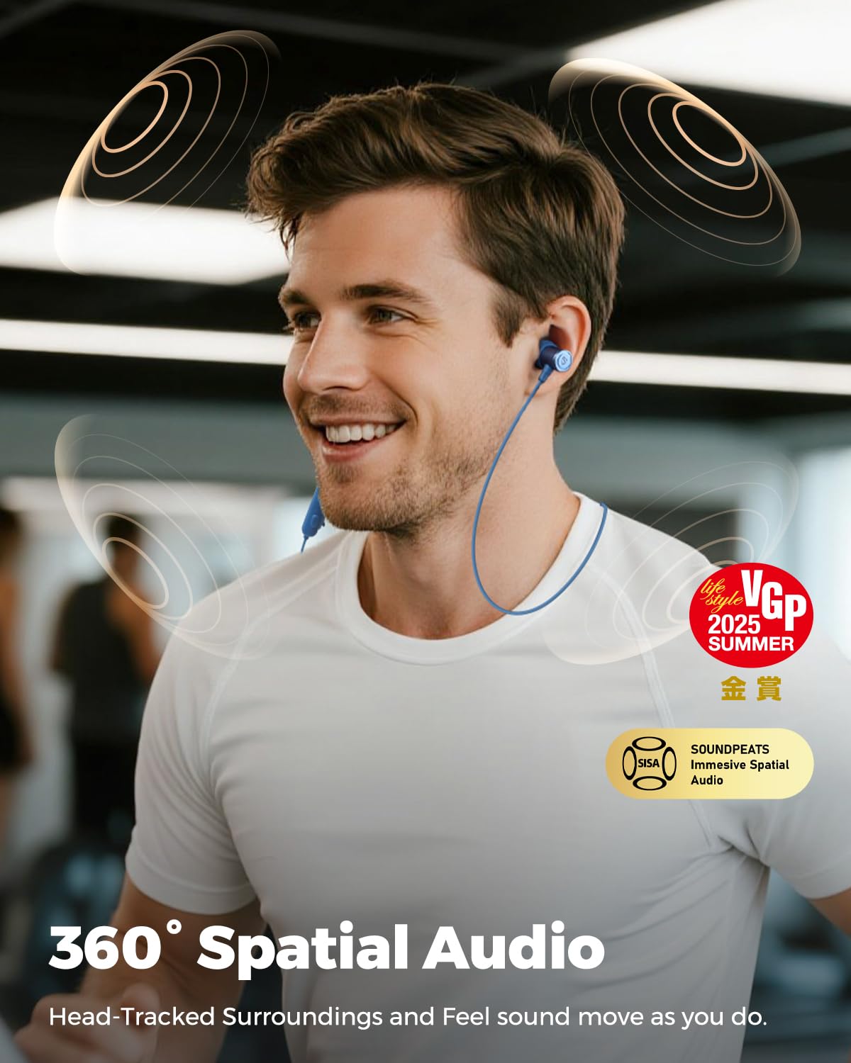 SoundPEATS earbuds under water droplets showing IP67 protection for worry-free workouts