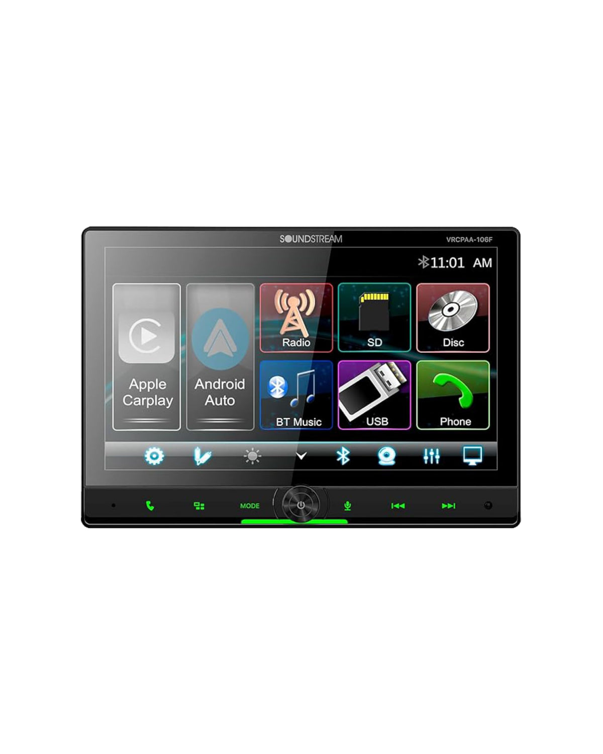 Soundstream VRCPAA-106F floating 10.6-inch display for easy media control on the go.