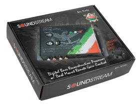 Soundstream BX-10MX installed system illustrating integration with aftermarket subwoofers