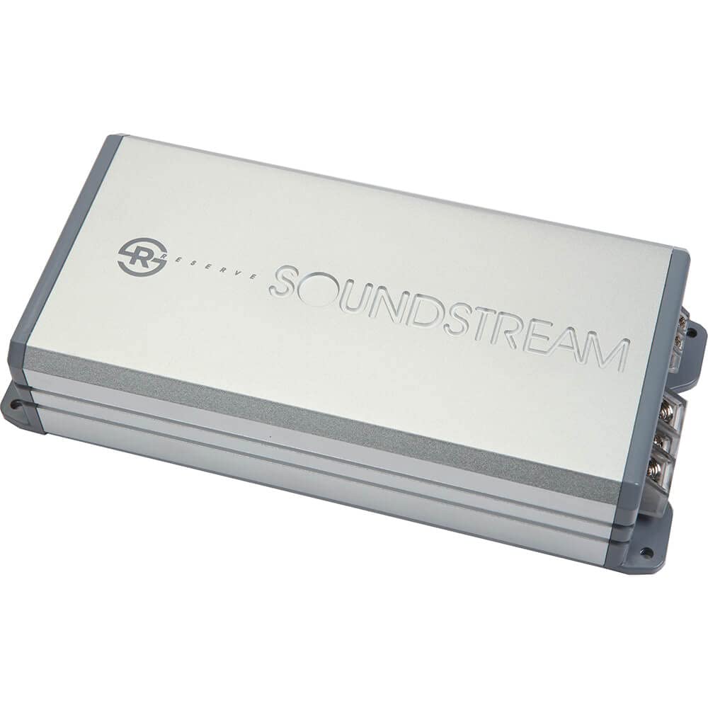 Sound Stream RSM1.2000D front view, compact power for clean under-seat installation.