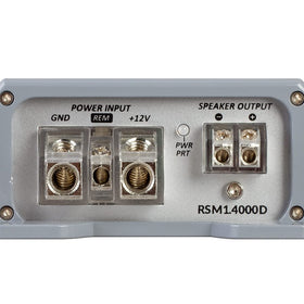Soundstream RSM1.4000D box includes fuses and wiring for installation.