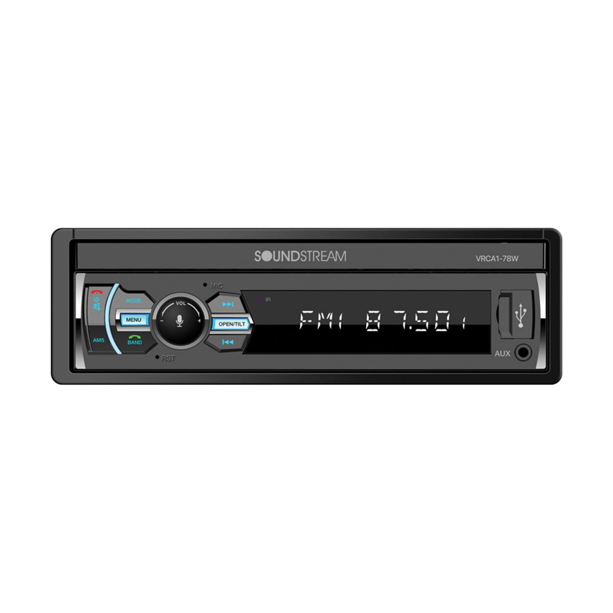 Close-up of the 7-inch touchscreen on the Soundstream VRCA1-78W.