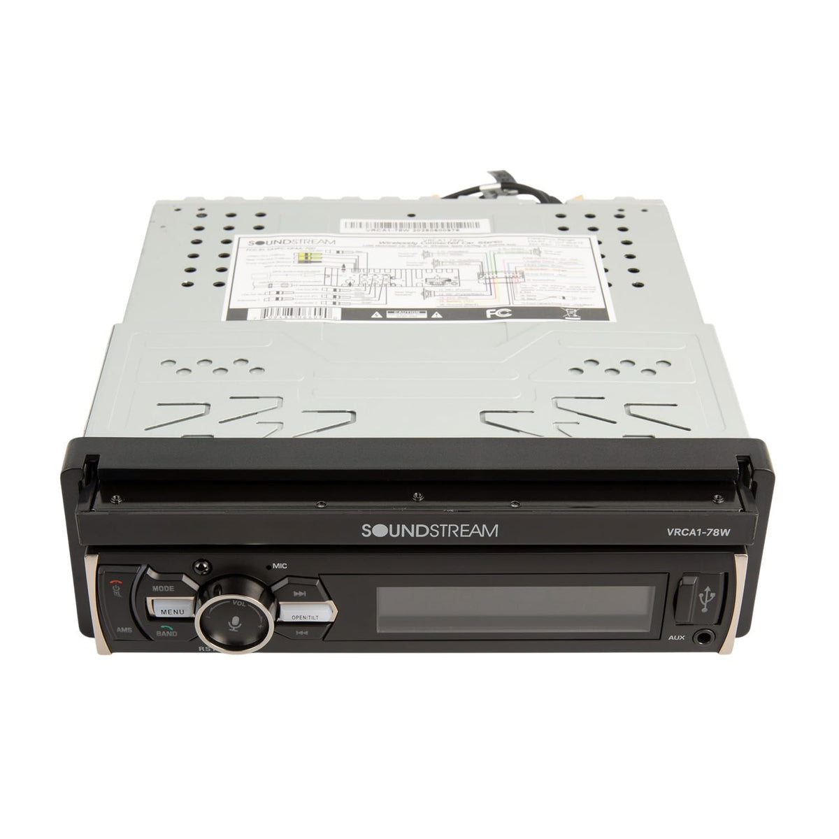 VRCA1-78W backup camera input with on-screen parking guides.