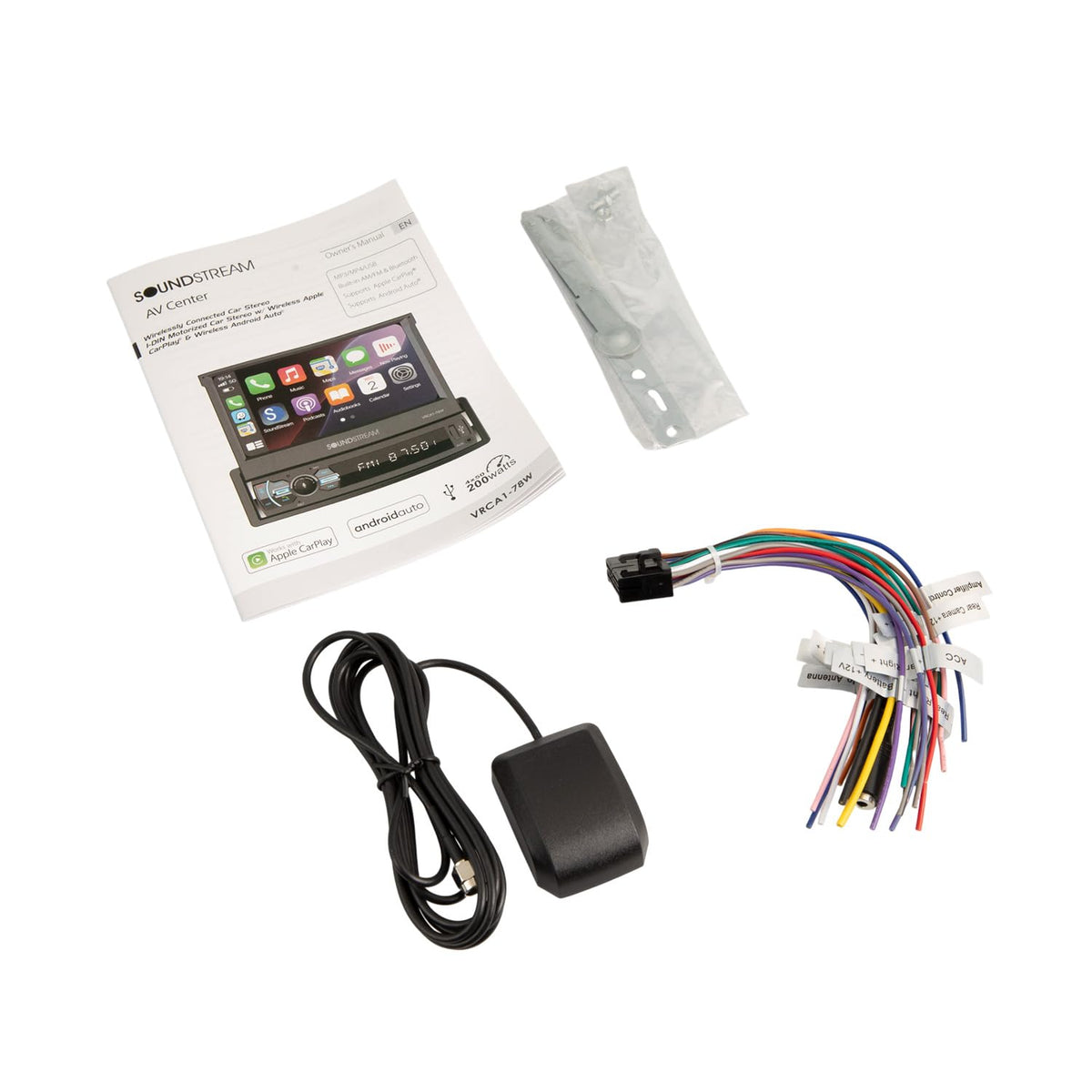 Single-DIN dashboard fit featuring the Soundstream VRCA1-78W.