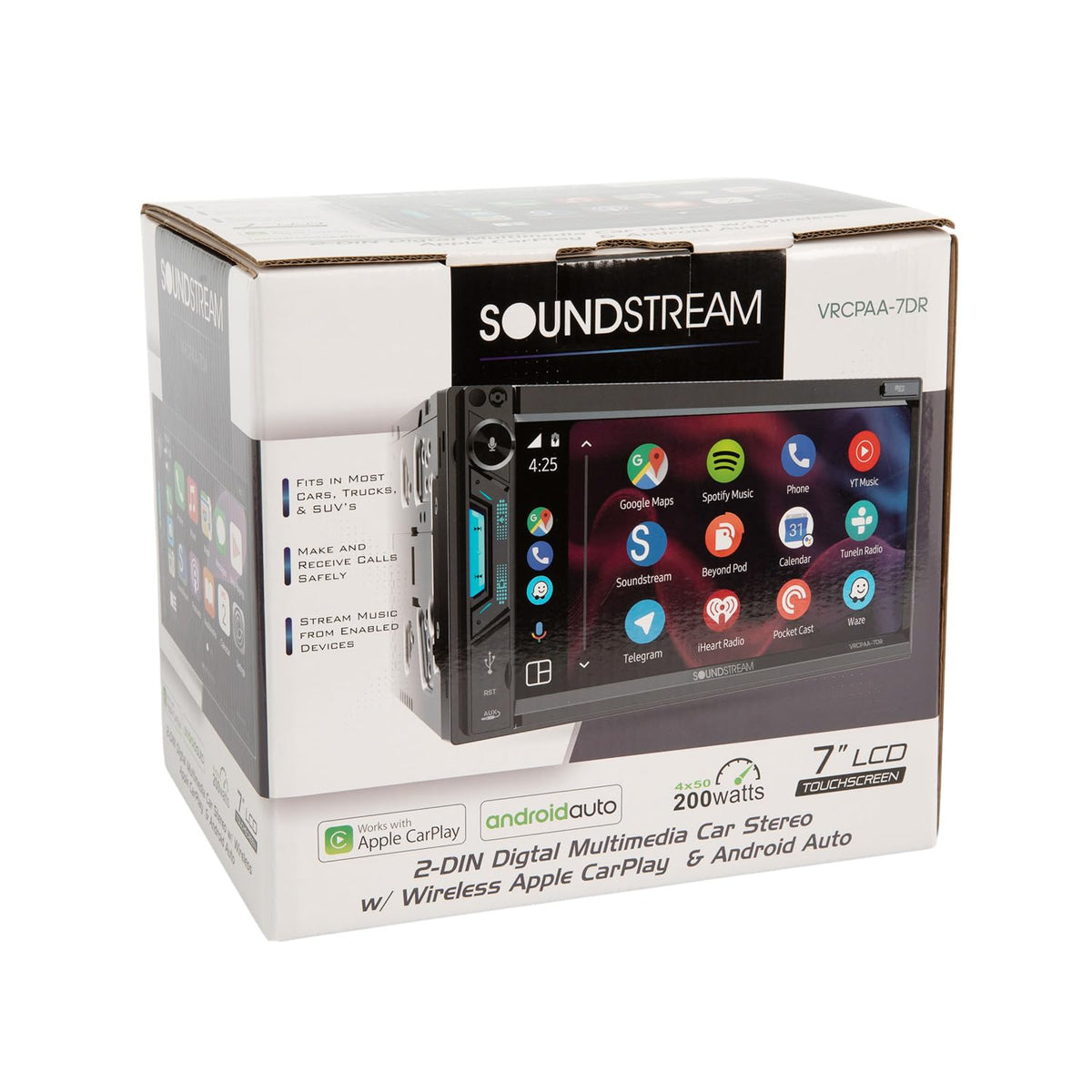 Soundstream VRCPAA-7DR steering wheel control compatibility for easy volume and track changes.