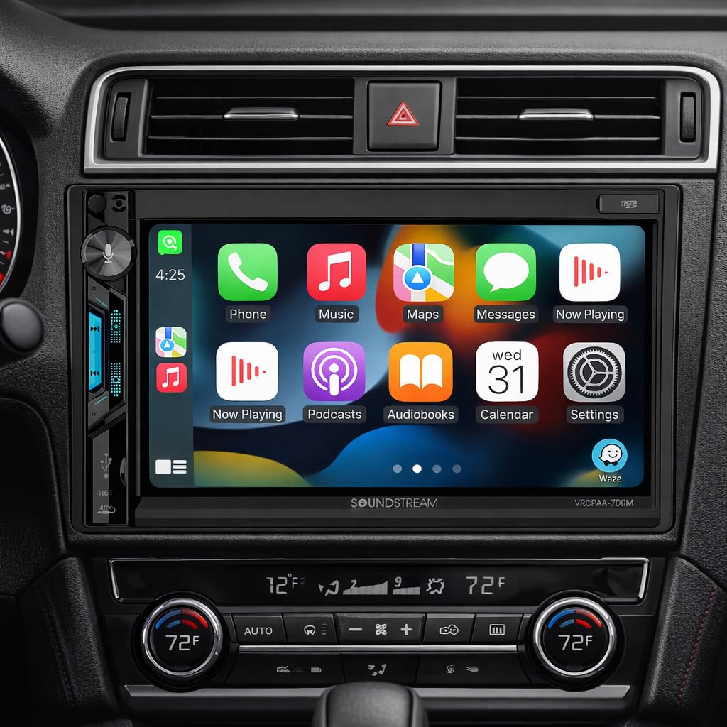 Soundstream VRCPAA-7DRM Apple CarPlay in action for safer, hands-free navigation