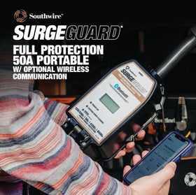 Southwire 50A Wireless Surge Guard front panel with status indicators