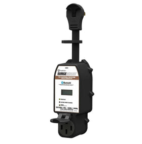 Southwire 50A Wireless Surge Guard front view protecting RV power inlet
