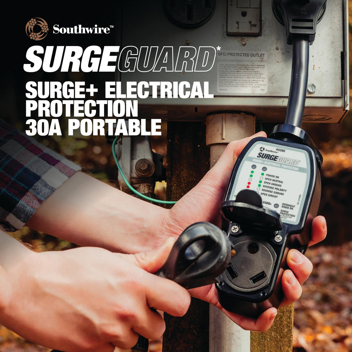 Southwire Surge Guard brass-thickness receptacle reduces heat during use.