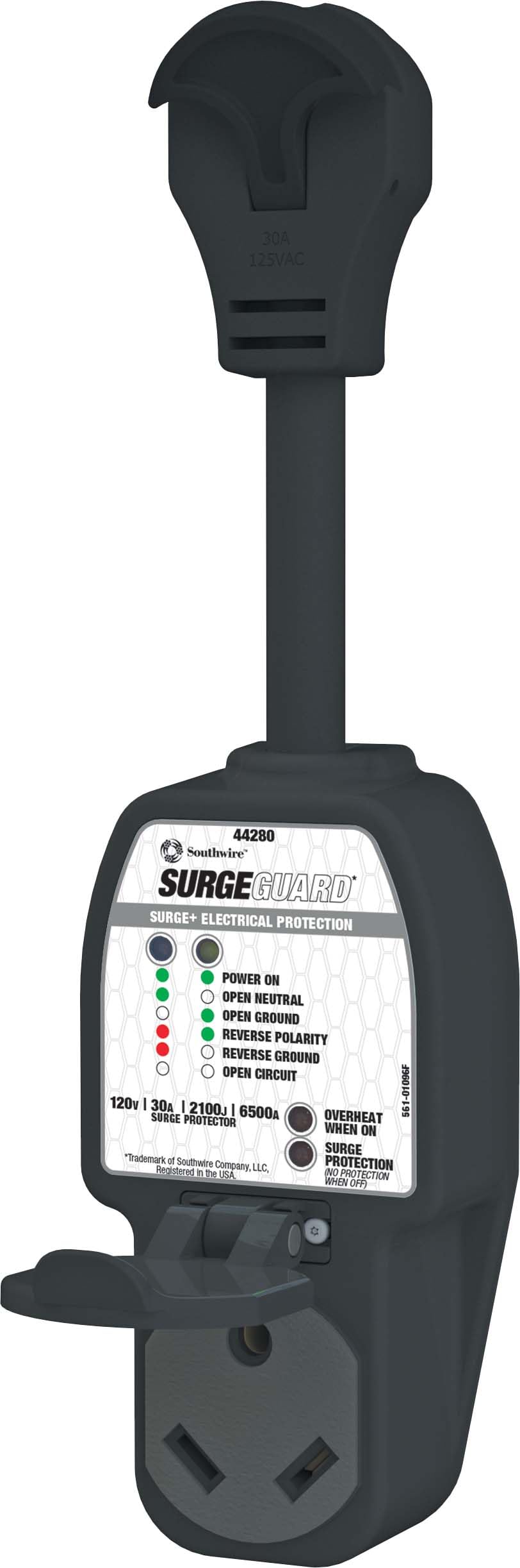 Southwire Surge Guard 30A front view shows compact, safe design.