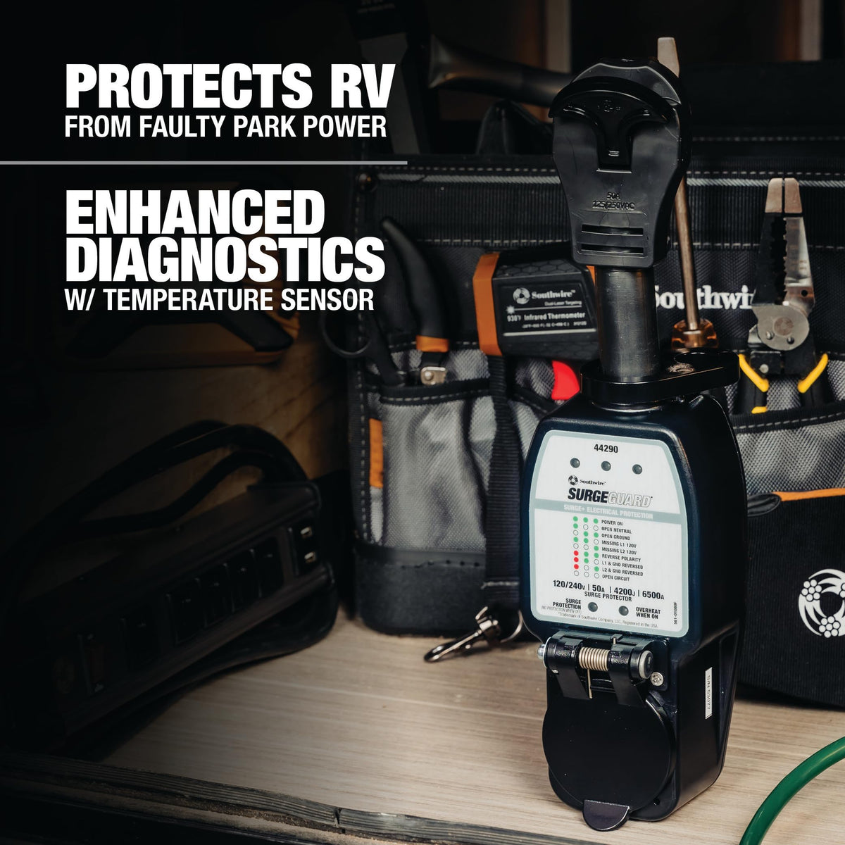 Southwire Surge Guard 44290 RV travel setup ready for campsite power.