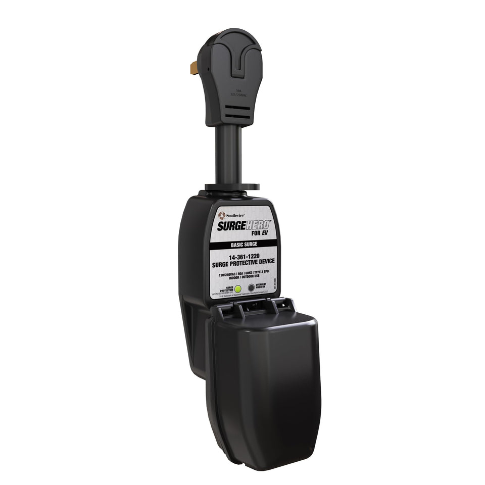 Southwire SurgeHero outdoor EV surge protector protects Level 2 charging in harsh weather.