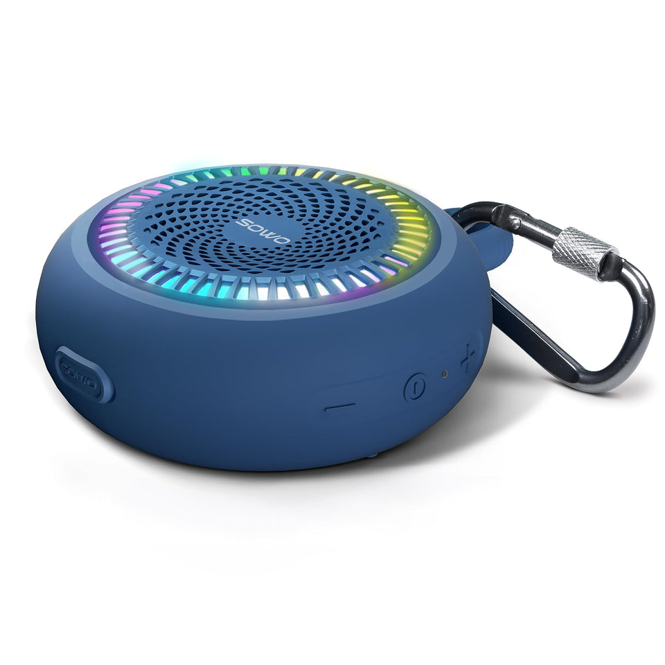 SOWO shower Bluetooth speaker blue with waterproof clip for shower listening