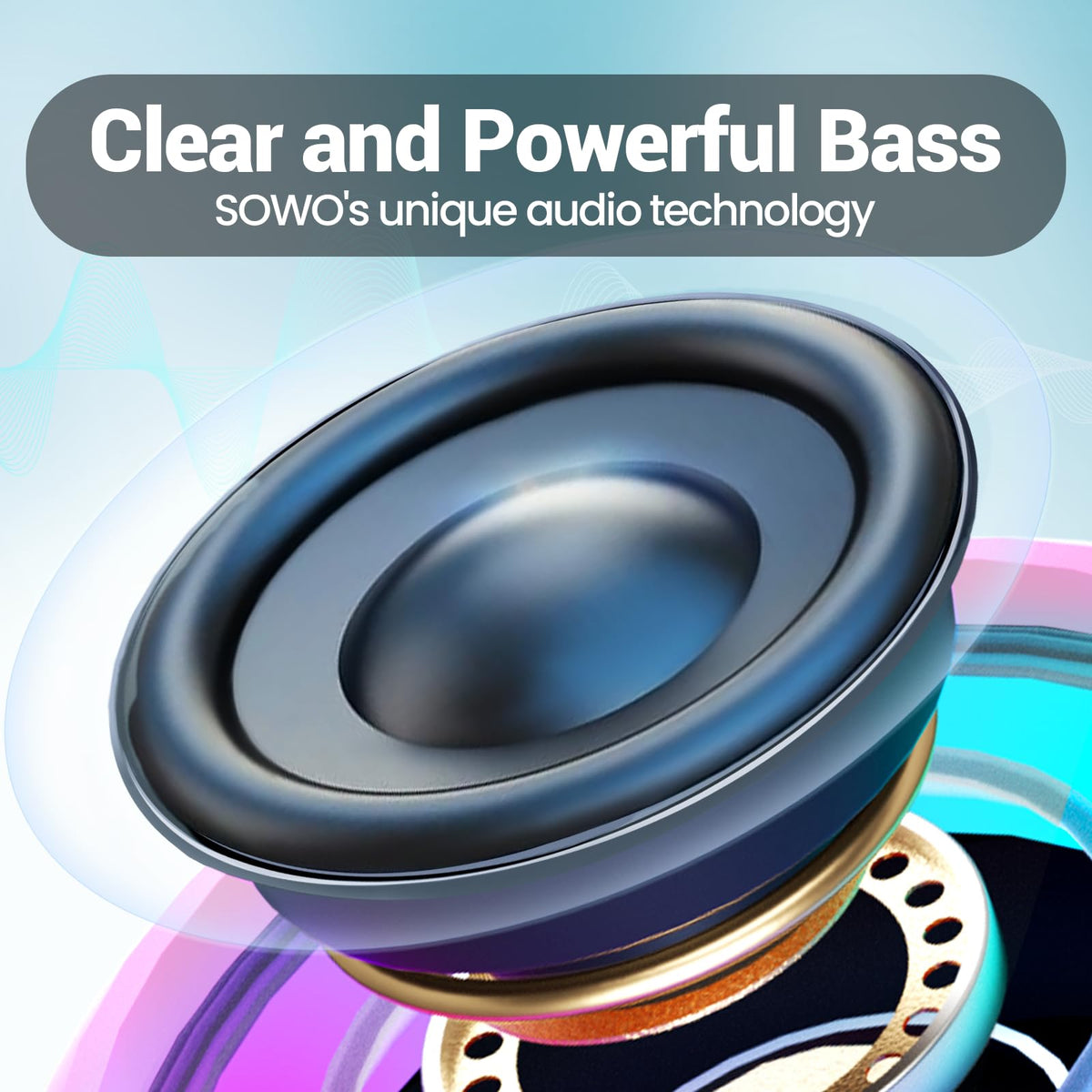 SOWO IP67 waterproof speaker in shower setup with clip design
