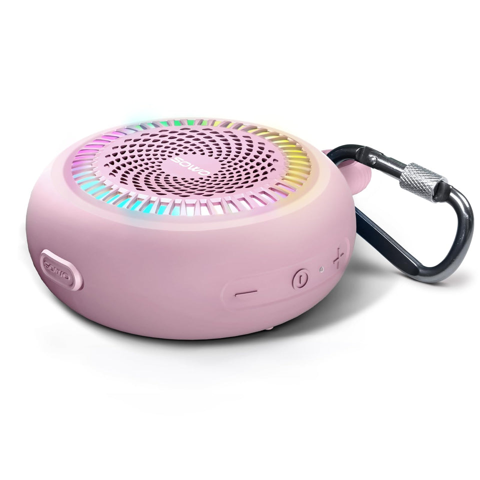 SOWO clip-on waterproof Bluetooth speaker ready for shower or pool area