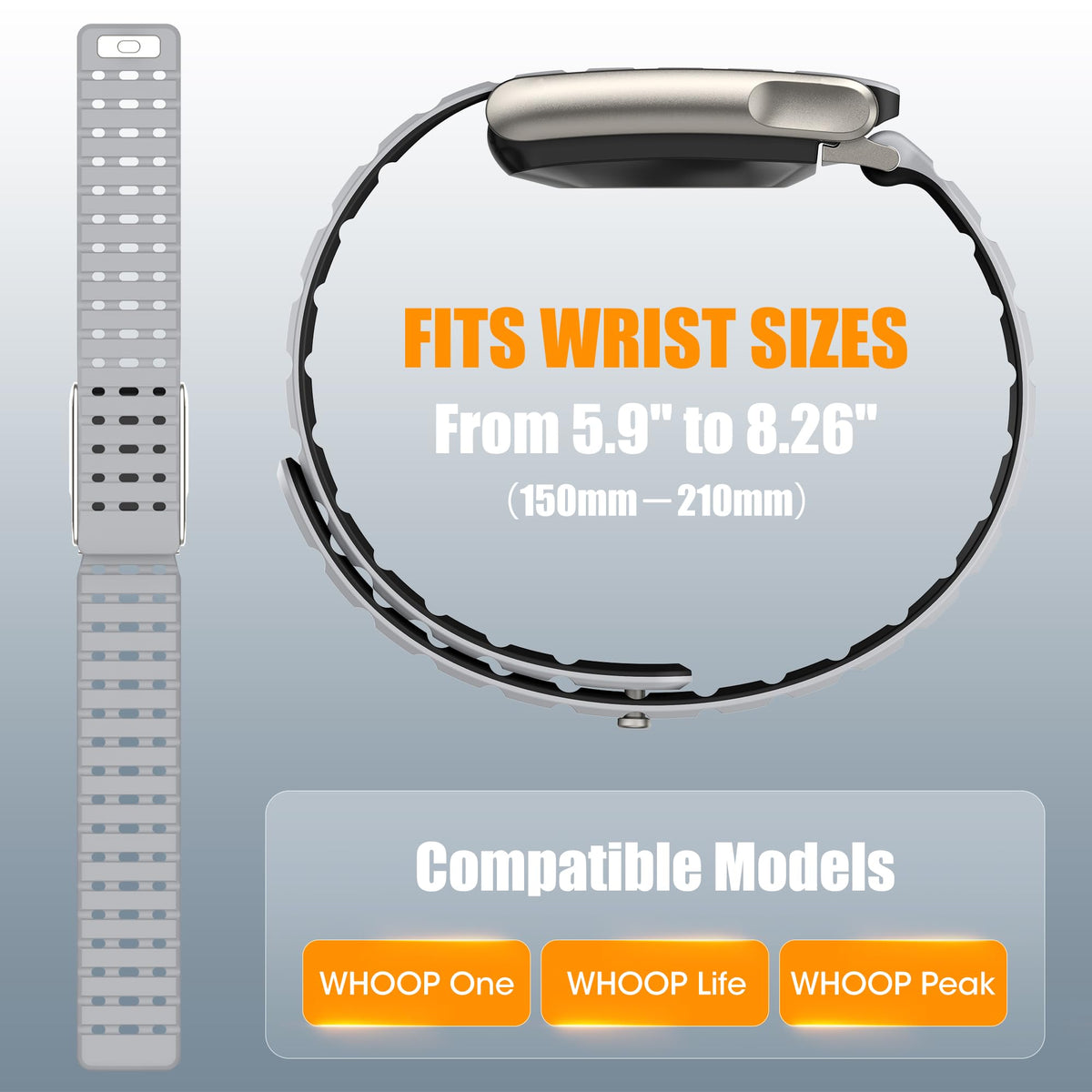 Spapoy Magnetic Sport Band for Whoop 5.0 magnet-lock closeup highlighting strong magnetic security