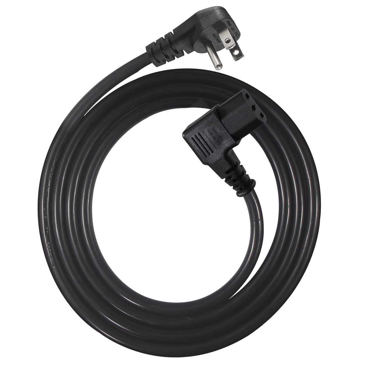 SPARKING 90-degree power cord for tight spaces with NEMA 5-15P and C13