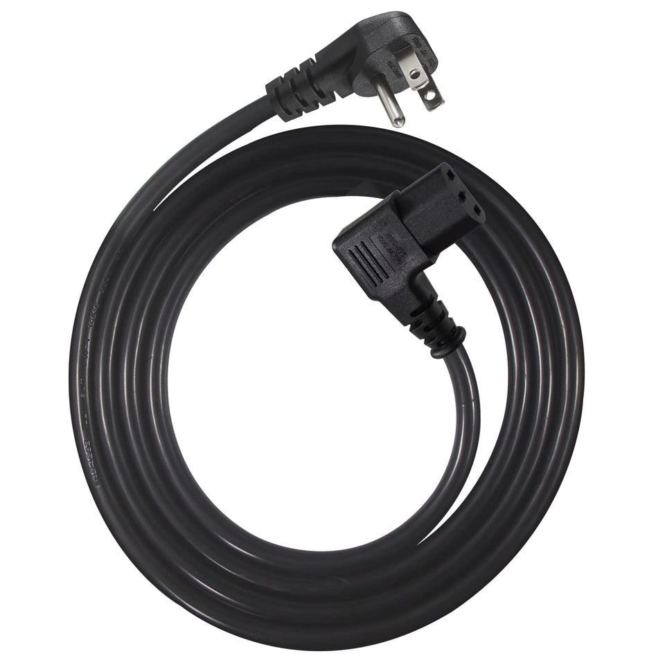 SPARKING 90-degree power cord for tight spaces with NEMA 5-15P and C13