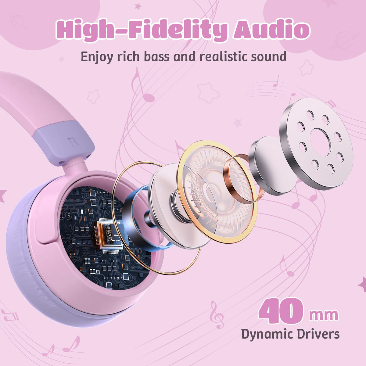 Sparks Plus Kids Headphones foldable design with fabric carrying case