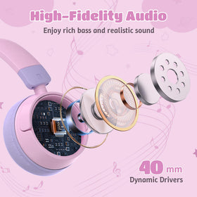 Sparks Plus Kids Headphones foldable design with fabric carrying case