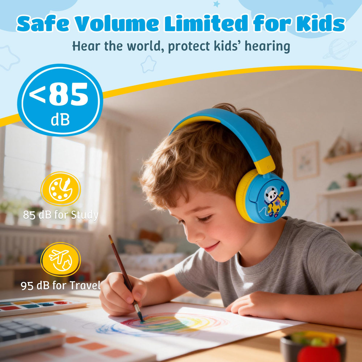 Sparks Plus headphones with volume limit 85/95dB designed for safe listening