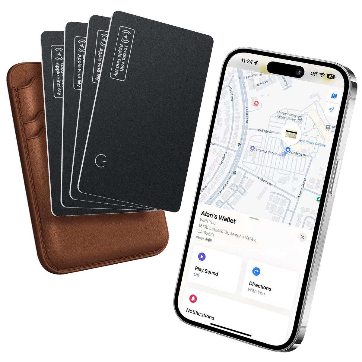 SparkShoots Ultra Slim Air Card Tag black, helps locate wallets with Find My and a 100dB alert