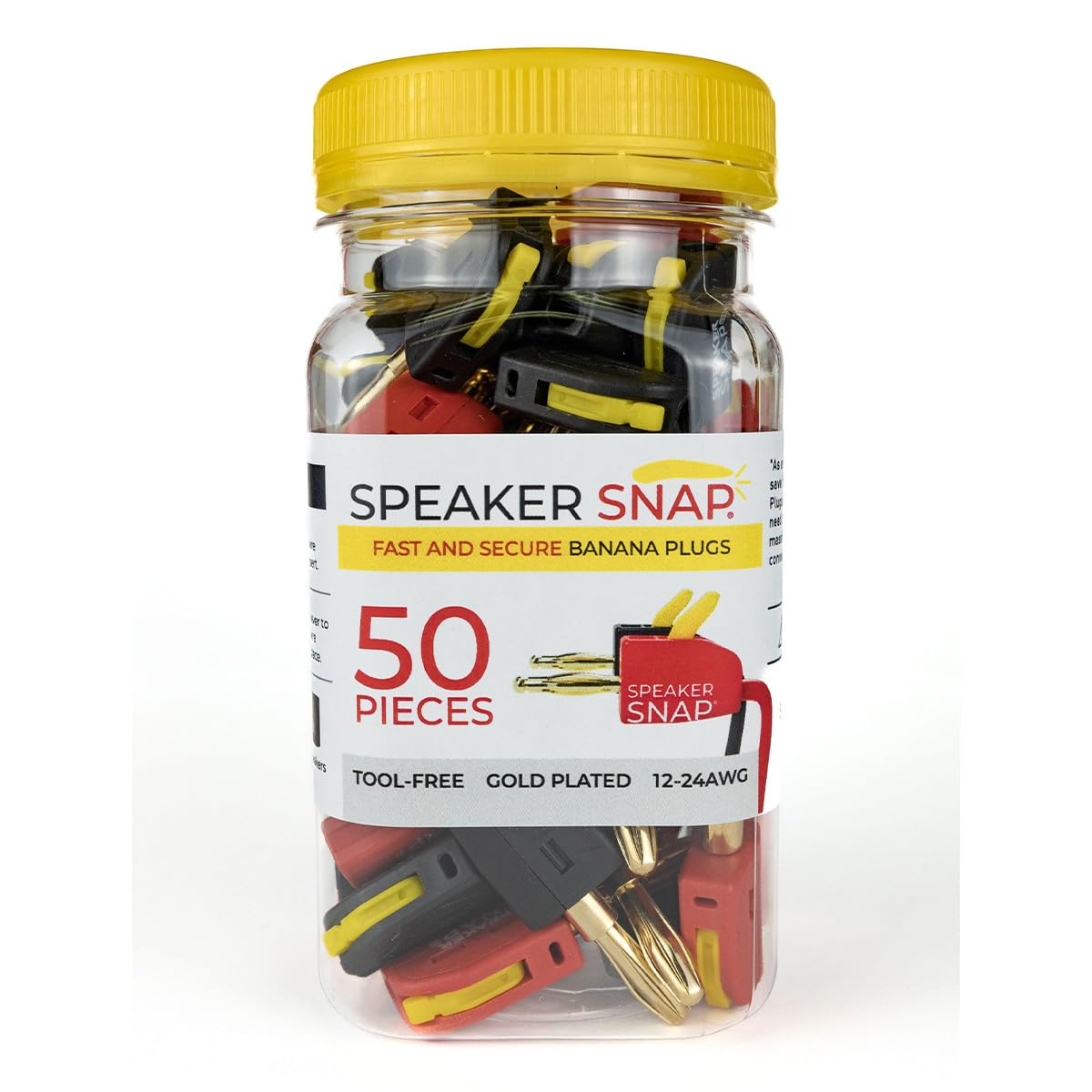 Speaker Snap banana plug gold-plated with 12-24 AWG compatibility during installation