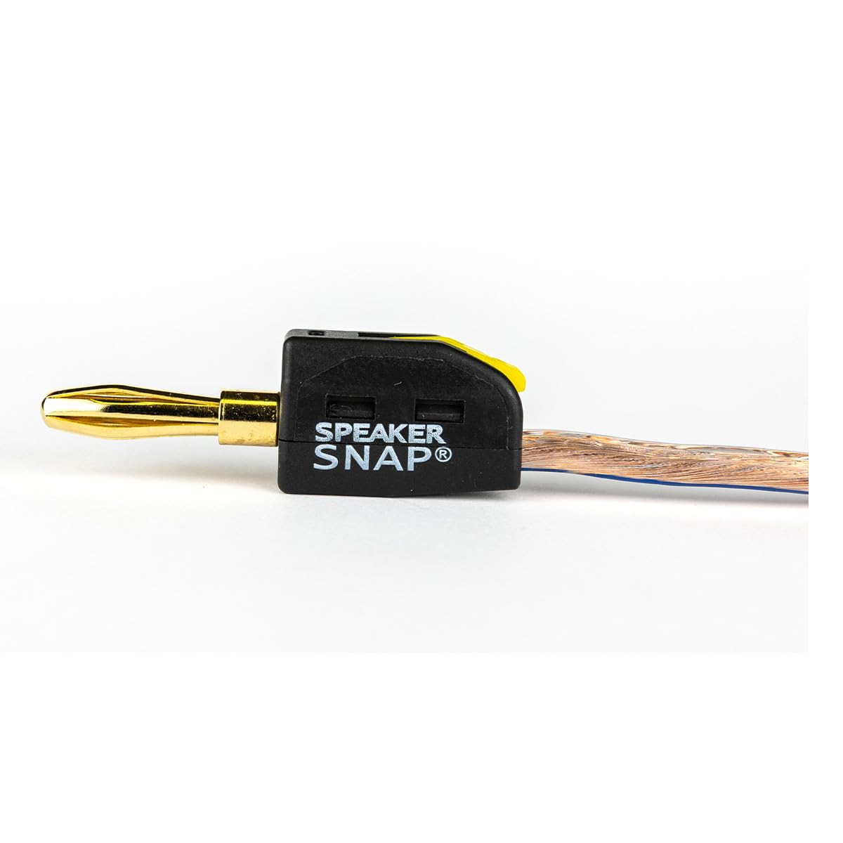 Speaker Snap gold-plated banana plug connected to wall plates for clean wiring