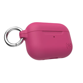 Speck Presidio front view showing digital pink case and bright silver accent, improved protection