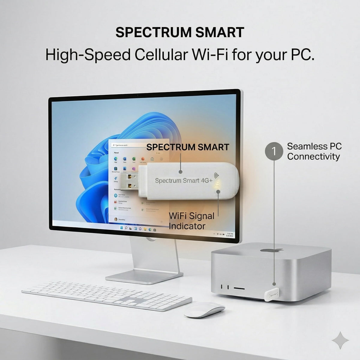 Spectrum Smart plugged into laptop USB providing instant internet access