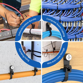 SPEDPAI zip ties securing outdoor fence wiring showing weather-resistant use