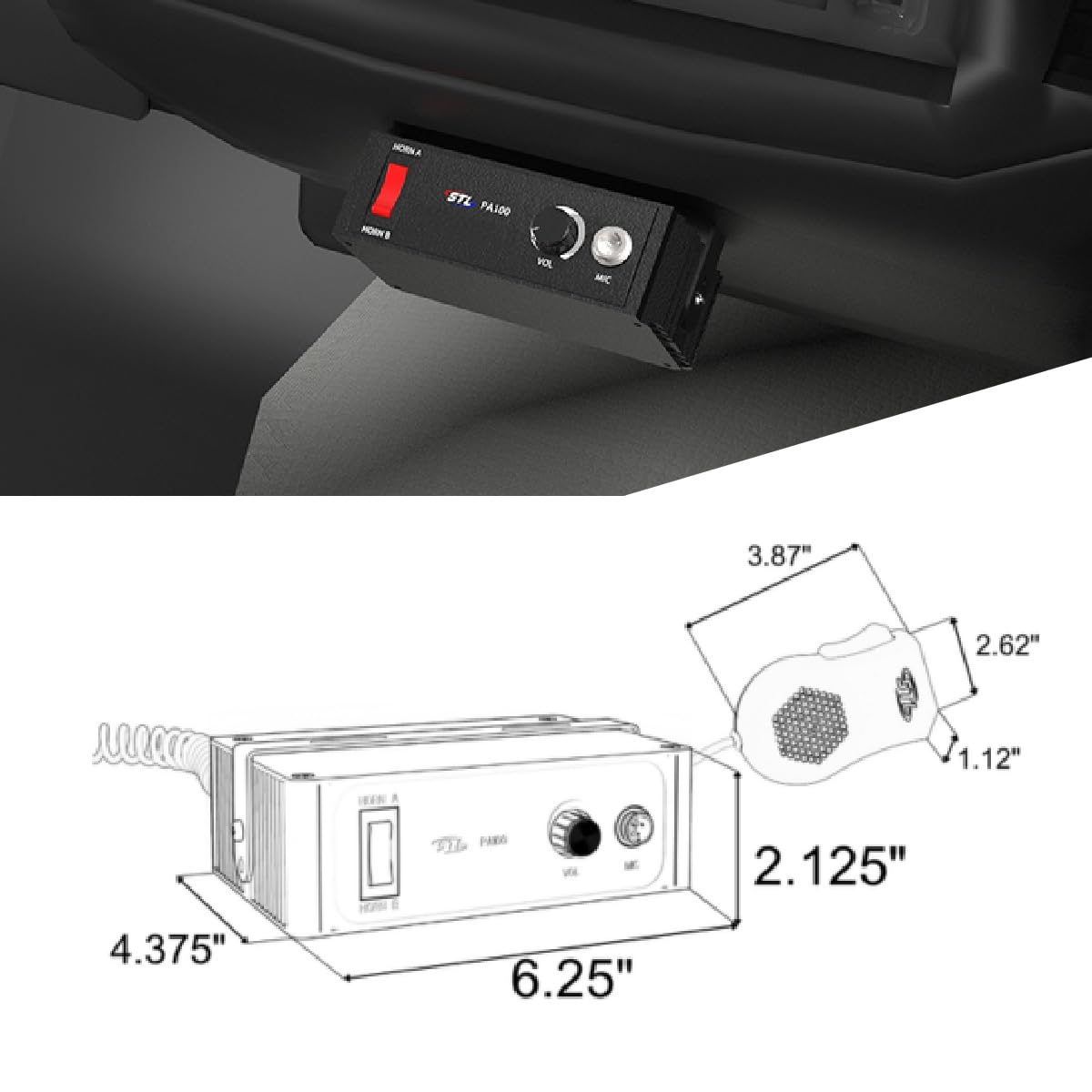 SpeedTech Lights PA 100W mic clip mount for quick setup.