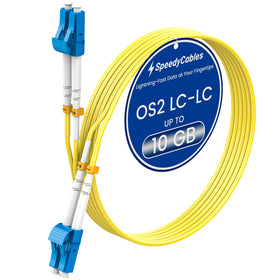 SpeedyCables front view of LC to LC 75m cable showing connectors and label, ensures correct purchase