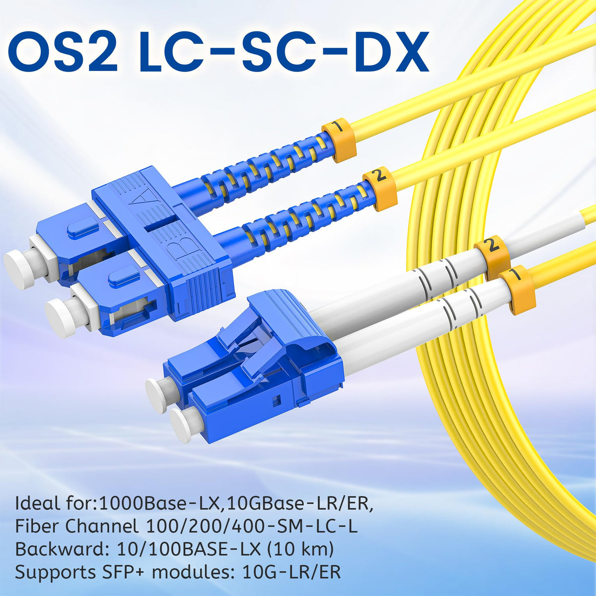 SpeedyCables LC connector close-up showing polished ferrule for low insertion loss