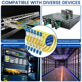 SpeedyCables installed in a data center aisle, indicates professional network deployment
