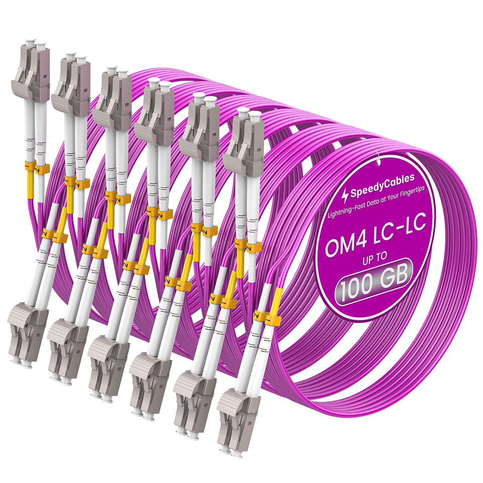 SpeedyCables OM4 LC-LC patch cable magenta jacket for easy color coding in racks