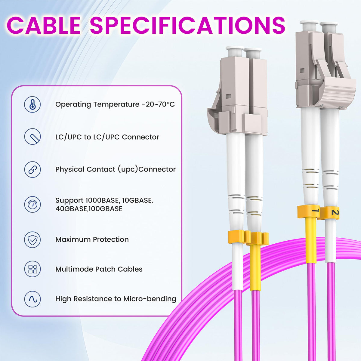LSZH magenta jacket visible on SpeedyCables for safe indoor use.