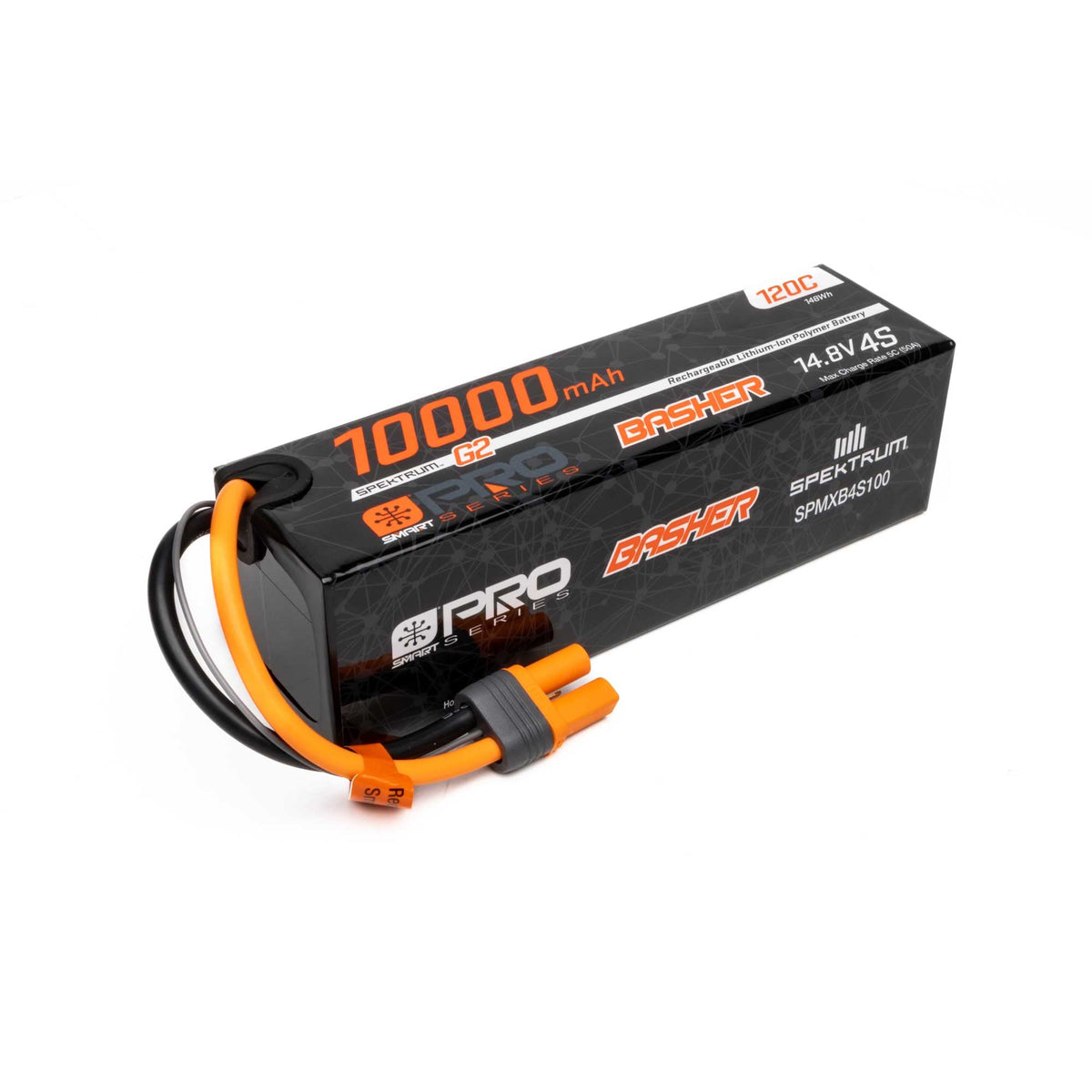 Spektrum IC5 connector on the Pro Basher LiPo for easy plug-in and secure power delivery.