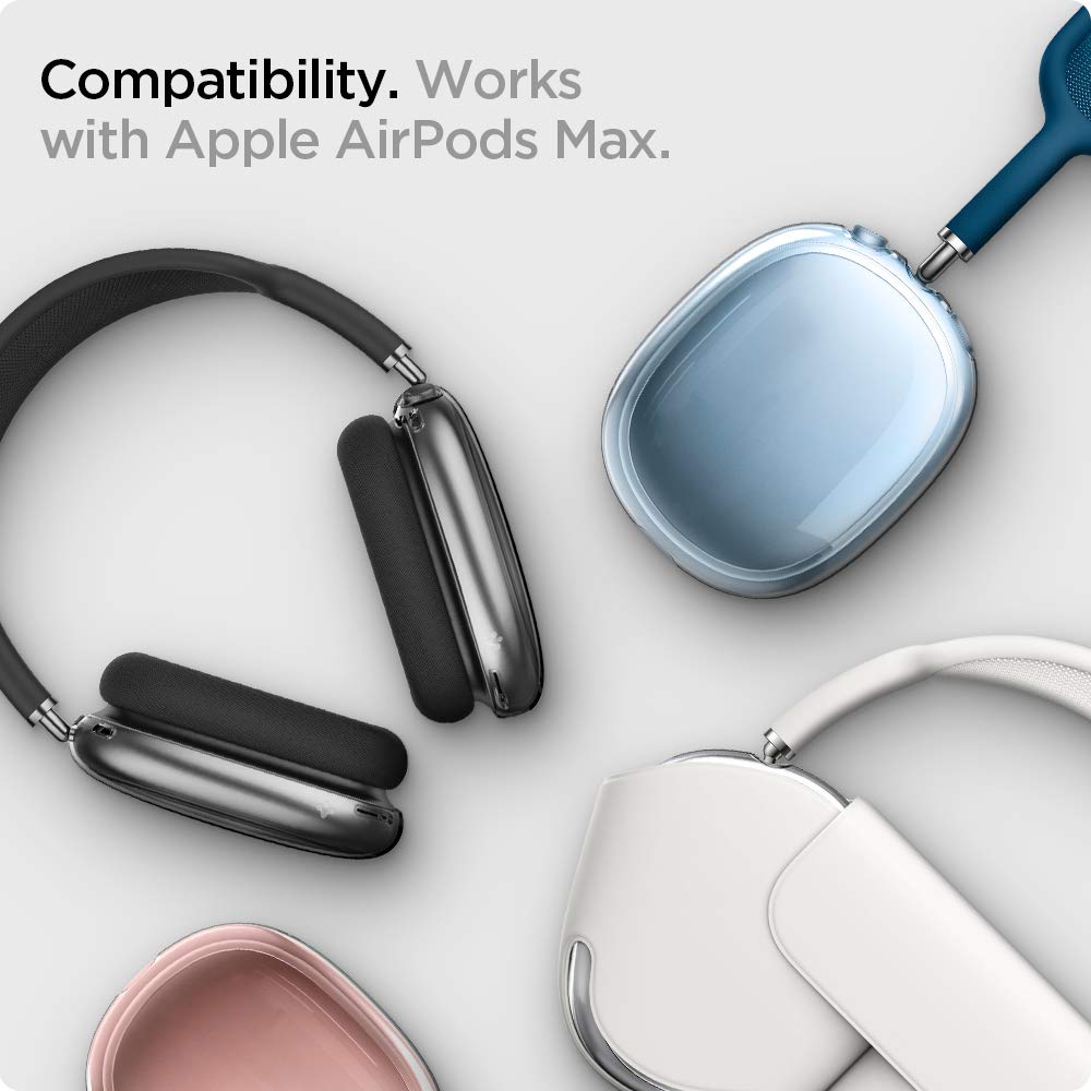 Spigen AirPods Max Case Crystal Clear Back View keeps lasting clarity and color.