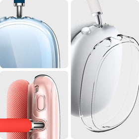 Spigen AirPods Max Case Crystal Clear Side View shows edge protection with a slim profile.
